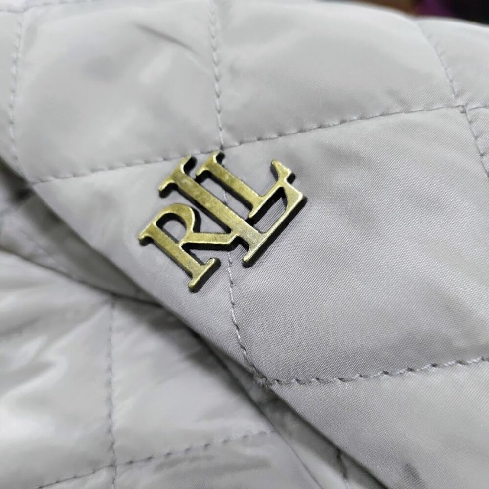 Lauren Ralph Lauren Womens Petite Large Snap Button Quilted Utility Jacket Beige - Picture 11 of 13